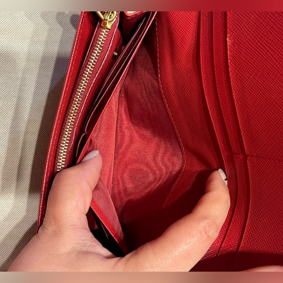 Authentic Prada Saffiano Bow Red Leather Wallet - Picture 10 of 13